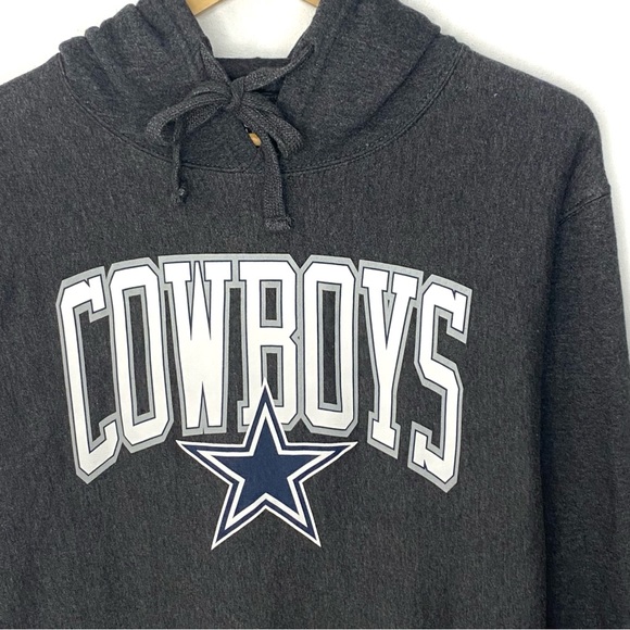 Dallas Cowboys NFL Charcoal Gray Spell Out Oversized Pullover Hoodie Sweatshirt - Picture 2 of 6